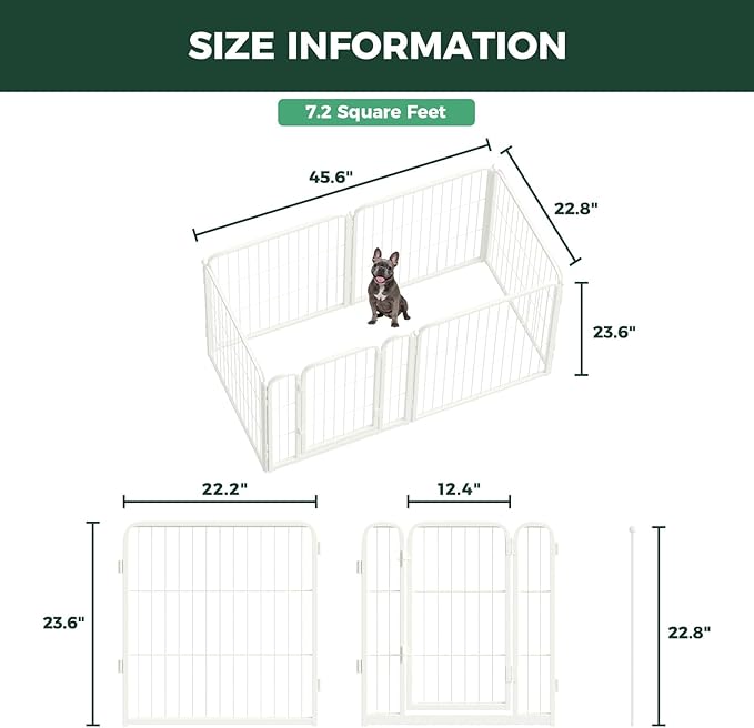 FXW Homeplus Unleashed Indoor Dog Playpen - Stress-Free and Safe Play, Heavy Duty 24 Inch 6 Panels Dog Pen for Puppy and Small Dogs, White│Patented