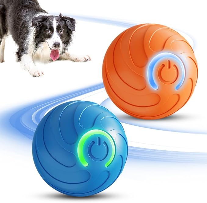 Interactive Dog Ball, 2026 Upgraded Activated Automatic Rolling Balls for Dogs, Self Moving Vibrating Smart Jumping Bouncing and Rotating Pets Toy to Keep Them Busy (New-2PC)