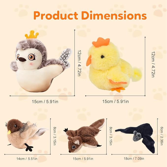 Flapping Bird Cat Toy, 2026 Upgrade Simulated Chirping Bird Cat Toy Flapping Wings, Rechargeable Toy for Indoor Cats (Gray)