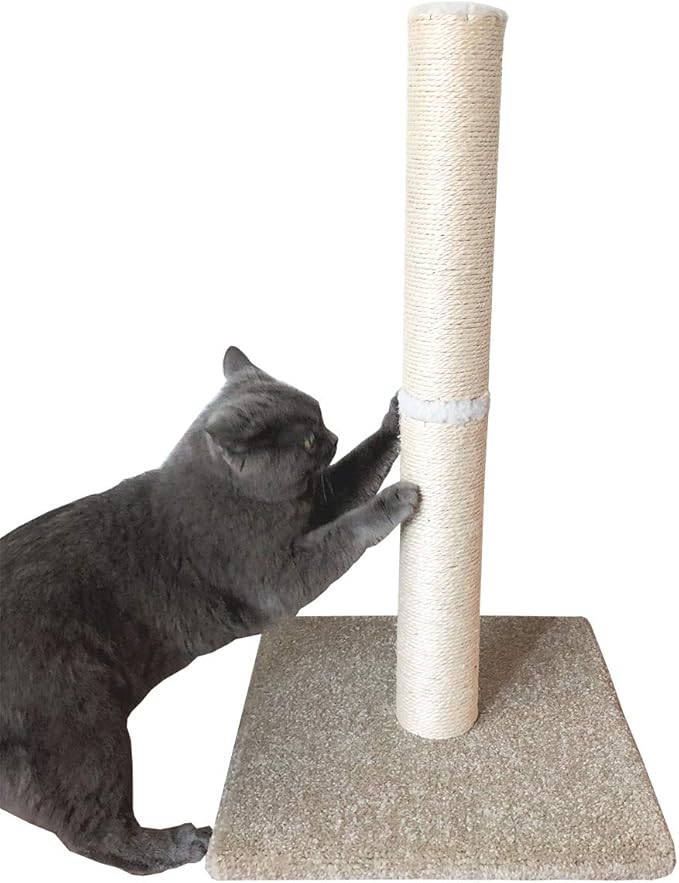 Cat Scratching Post Carpet, Tall Big Sisal Rope Cat Scratch Pole for Cats and Kittens, Stable Carpeted Heavy Base (Blue/Grey)