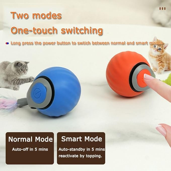 Speedy 2.0 Tail Cat Toys for Bored Indoor Adult Cats,2025 New Generation Interactive Cat Toys for Indoor Cats,Automatic Moving Ball with Tail,Cat, Orange