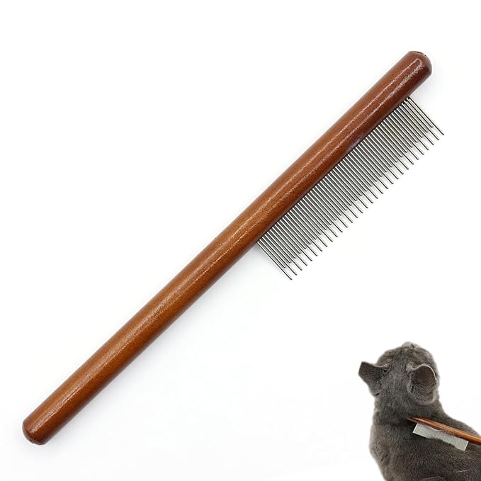 Pet Dog Cat Shedding Comb - Hair Buster Grooming Comb for Cats and Dogs, Rabbits, Daily-Use Cat Deshedding Brush, for Cats with Short and Long Fur (Long and Short Teeth)