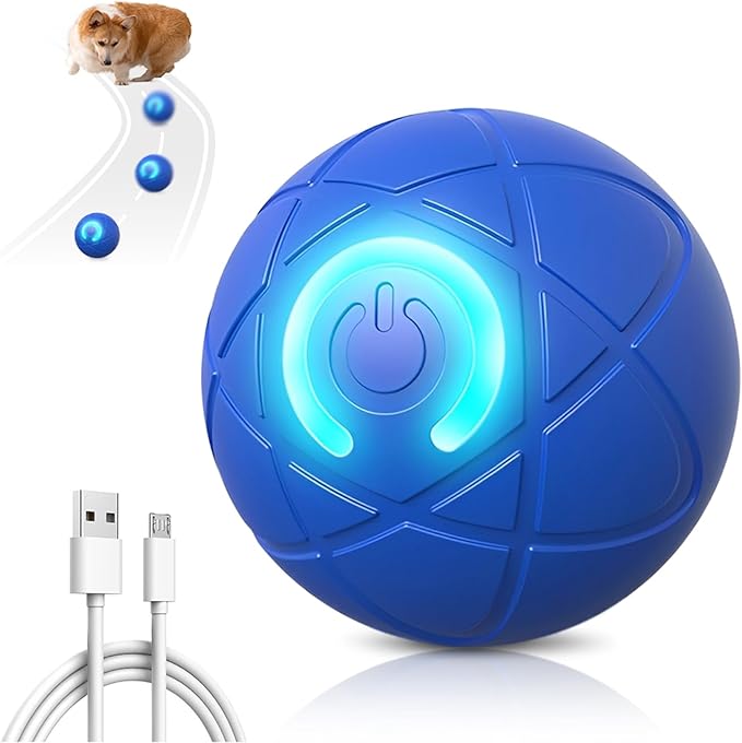 Interactive Dog Ball, 2026 Upgraded Activated Automatic Rolling Balls for Dogs, Self Moving Vibrating Smart Jumping Bouncing and Rotating Pets Toy to Keep Them Busy (HOT-Blue)