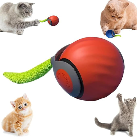Interactive Cat Toys for Indoor Cats & Dogs, 2025 Newly Upgraded Version Tail 3.0 Cat Toys, Smart Interactive Cat & Dog Toy Ball, Automatic Moving Ball Christmas Birthday Gift for Pets (Orange)