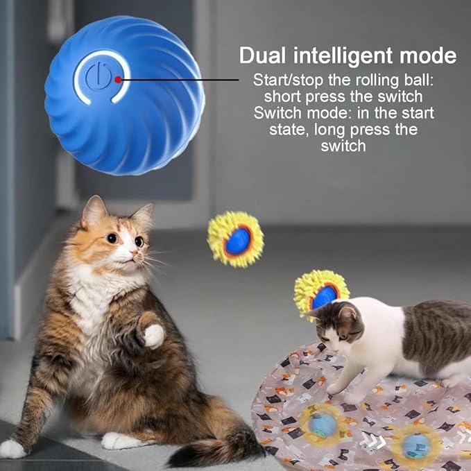 Interactive Cat Toys, Automatic Motion Activated Moving Ball Hide and Seek Game, 28 Inch Play Mat, Fast Rolling Ball in Play Mat for Indoor Exercise Kicker