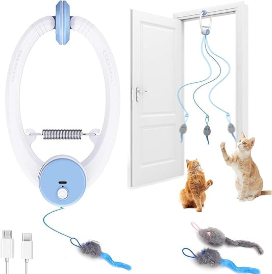 KWV Interactive Cat Toys for Indoor Cats - Automatic Flying Bird Feather Wand Chase Exercise Enrichment Stimulation, Rechargeable Durable Safe Kitten & Adult Cat Electric Hanging Toy for Bored Cats