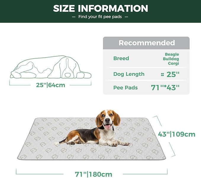 FXW Washable Pee Pads for Dogs, Puppy Pads with Super Absorbent, Specifically Designed for FXW Rollick/Homeplus 32/40/45inch 6 Panels Dog Playpen, 43" x 71" Rectangle, Khaki, 1 Pack