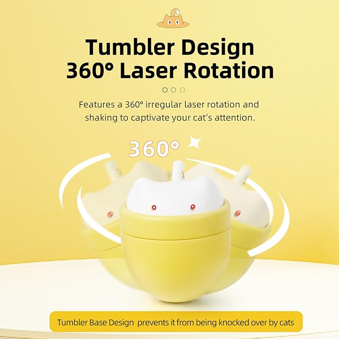 Automatic Cat Laser Toy with Double Laser & One-Tap Button-Self-Rotating Interactive Toys for Indoor Cats, Rechargeable Laser Cat Chaser