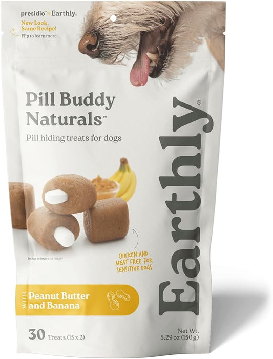 Earthly Pill Buddy Naturals - PB & Banana Recipe Pill Hiding Treats for Dogs - Make A Perfect Pill Concealing Pocket Or Pouch for Any Size Medication - 30 Servings