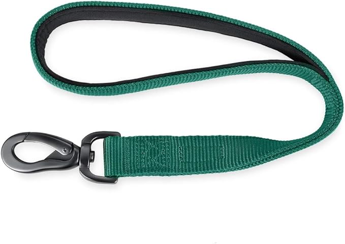Hyhug Nylon Short Dog Leash with Soft Padded Handle, Single Handle Leash, Durable Heavy Duty, Ideal for Anti-Pulling Dog Training,Perfect for Large Medium Small Breeds (18 Inches, Dark Green)