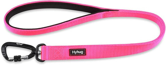 Hyhug Pets 24 Inches Heavy Duty Short Leash with Comfortable Handle and Lightweight Aviation Aluminium Clip Lead- for Large Medium Dogs Daily Necessities. (Hot Pink)