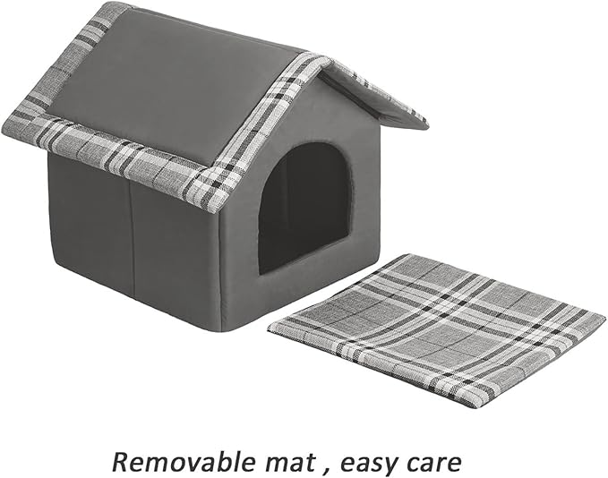 Hollypet Cozy Pet Bed House Warm Pet House Cave Sleeping Bed Puppy Nest for Cats and Small Dogs, Gray