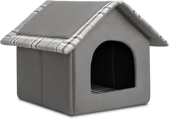 Hollypet Cozy Pet Bed House Warm Pet House Cave Sleeping Bed Puppy Nest for Cats and Small Dogs, Gray