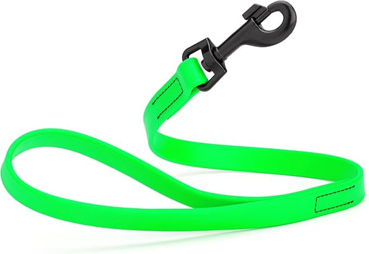 Dogline Biothane Waterproof Dog Leash Strong Coated Nylon Webbing with Black Hardware Odor-Proof Easy to Clean High Performance for Small or Large Dogs Made in USA 2 ft Lead, Tropical Green