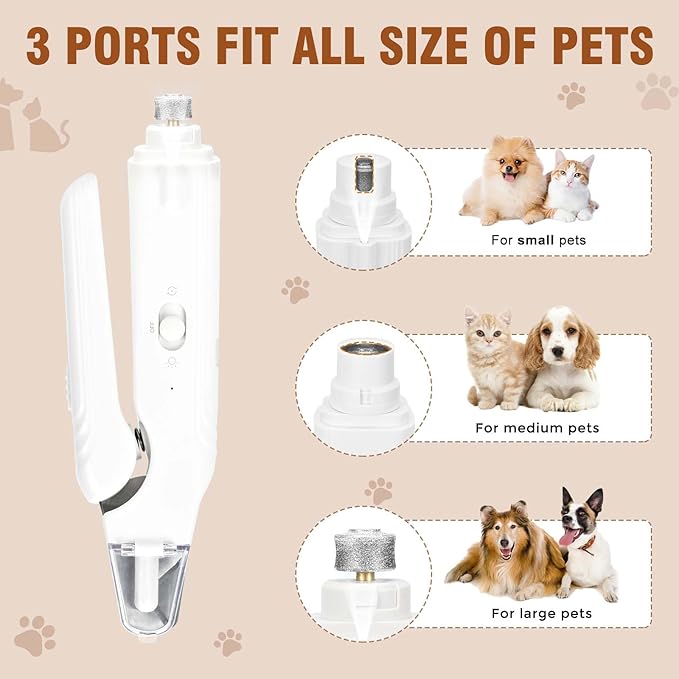 2-in-1 Dog Nail Grinder &Dog Nail Clippers with Light，Cat Nail Clippers ，Ultra-Quiet, USB Rechargeable, Multiple Grinding Methods, and Splash Guard for Large Medium Small Dogs Cats Pets(Pink)