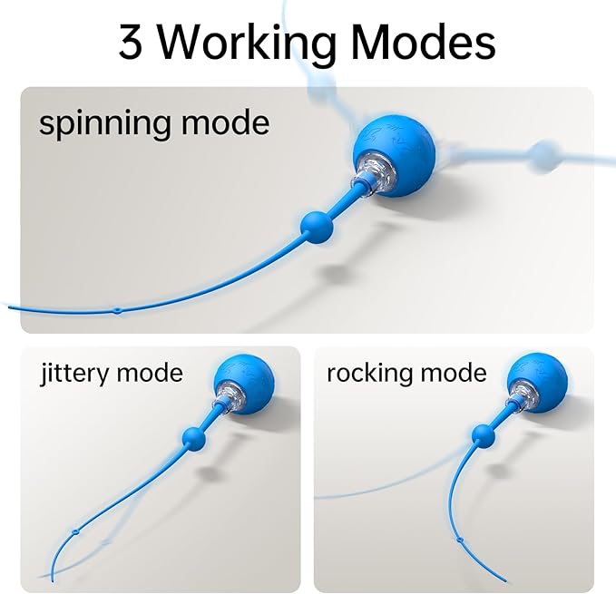 Interactive Cat & Dog Toys for Indoor Pets, Automatic Electric Self Rotating Ball with Chirping Sound, Motion Activated Long Tail - Smart Spinning Ball for Fun Exercise, Cats and Dogs Play, Blue