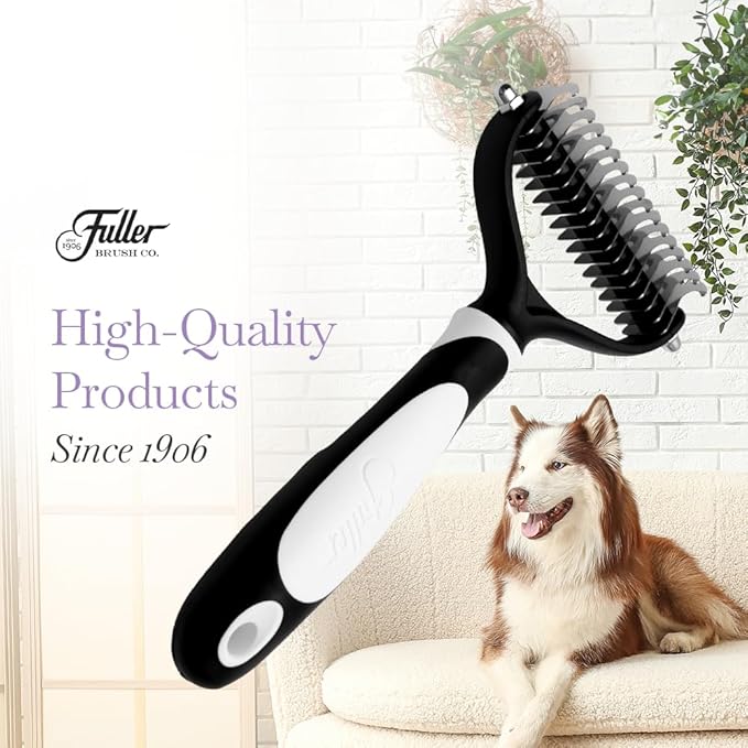 Fuller Brush Pet Dematting Comb – Stainless Steel Blades Remove Tangles, Knots & Mats – Safe for Dogs & Cats with Sensitive Skin – Comfortable Grip, Easy Grooming Tool
