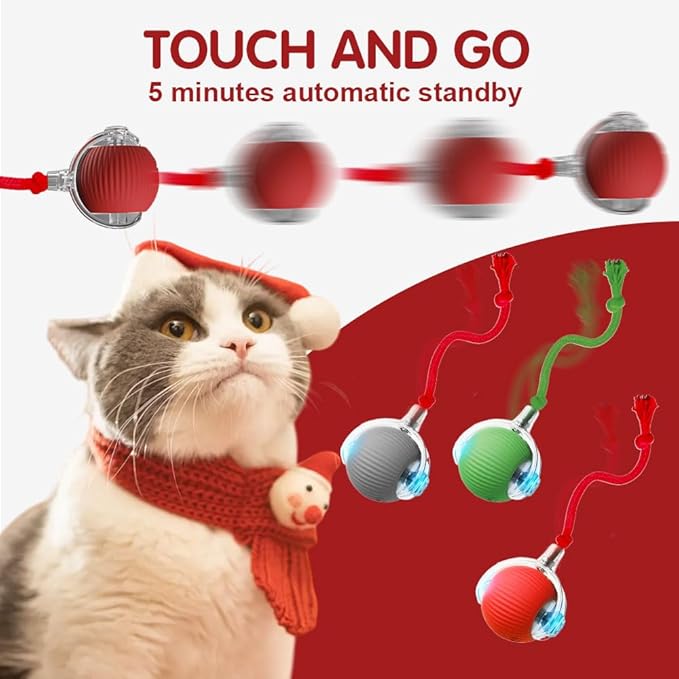 Yilia Interactive Rolling Cat Dog Ball Toy, Upgrade Automatic Moving Cat Toys, Self Rolling Dog Ball Interactive Cat Toys, Smart Automatic Electric Balls Toys for Bored Cats Dogs (Gray)