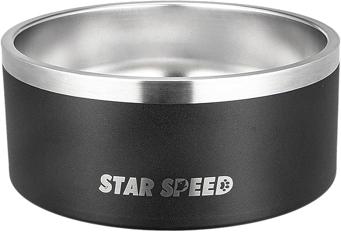 Stainless Steel Dog Bowl - Extra Large, Drop Resistant, Keeps Cold, Fits Different Size Big Dog Food Bowls (100oz, Black)