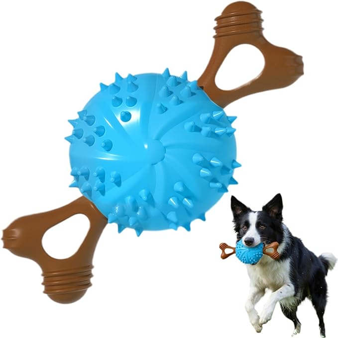 Indestructible Dog Chew Toy, Durable Chew Toy for Small and Medium Dogs, Interactive Bone Toy to Keep Dogs Busy, Teeth Cleaning Toy, Multifunctional Dog Toy for Treats/Cleaning/Chewin