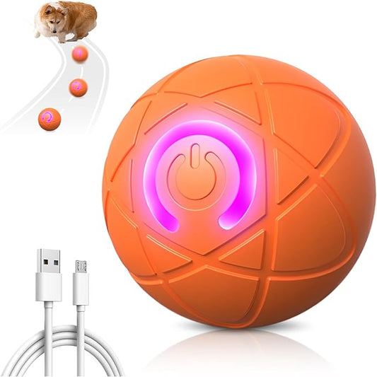 Interactive Dog Ball, 2026 Upgraded Activated Automatic Rolling Balls for Dogs, Self Moving Vibrating Smart Jumping Bouncing and Rotating Pets Toy to Keep Them Busy (HOT-Orange)