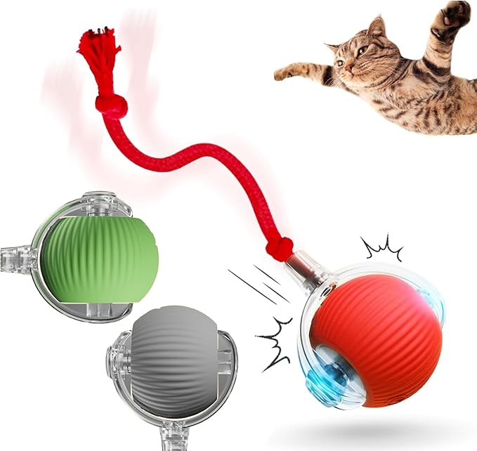 Interactive Rolling Cat Ball, Cat Rotating Toy, 360° Smart Rolling Ball Toy Electric Balls,Suitable for Floors, Carpets, Tiles, Living Rooms (3 Colors)