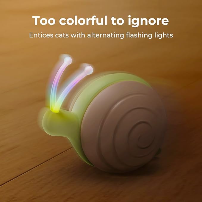 Cheerble Interactive Cat Toy for Indoor Cats, Wicked Snail Kitten Toys, Automatic Cat Toys with LED Lights, Rechargeable Moving Toys for Cats, Smart Stimulating Electric Pet Toy (Brown)