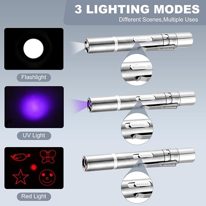 Laser Pointer, Cat Toys, Cat Laser Toy Pointer with 5 Adjustable Patterns, Dog Laser Toy, USB Recharge Laser, Long Range and 3 Modes Training Chaser Interactive Toy