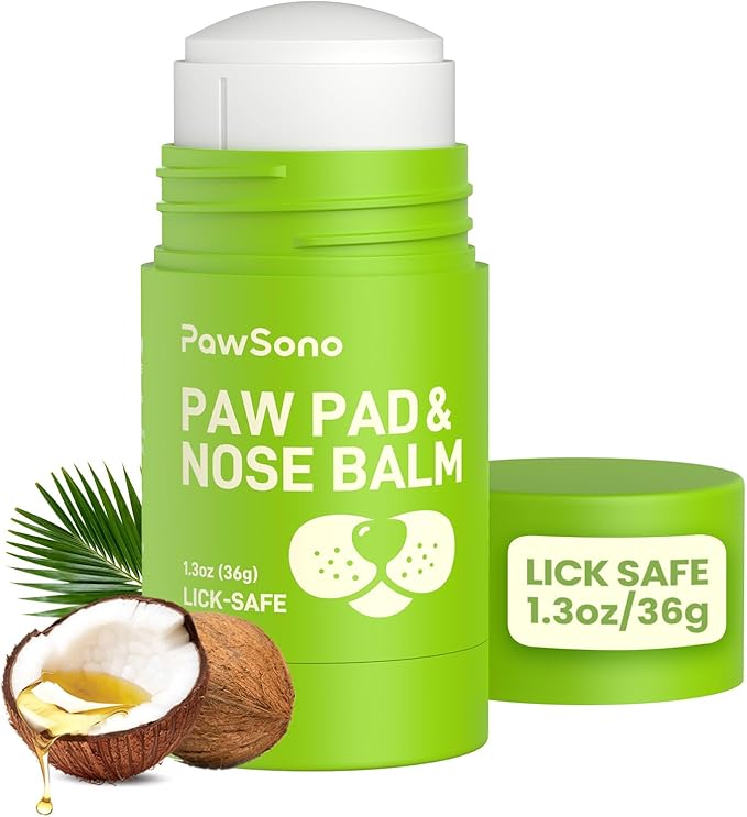 Lick-Safe Dog Paw & Nose Balm with Coconut Oil | Winter Road Salt & Cold Pavement Protector | All-Natural Moisturizer & Soother for Dry, Cracked Pads & Snout | Nose Butter for Bulldogs (1.3 oz / 36 g)