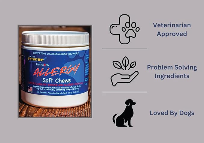 To The Rescue Dog Allergy Relief - Supports Respiratory Funtion and Seasonal Allergies for Dogs That are Continually Scratching, Biting and Licking - 60 Chews