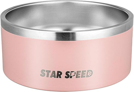 Stainless Steel Dog Bowl - Extra Large, 100oz, Pink, Rubber Bottom, Drop Resistant