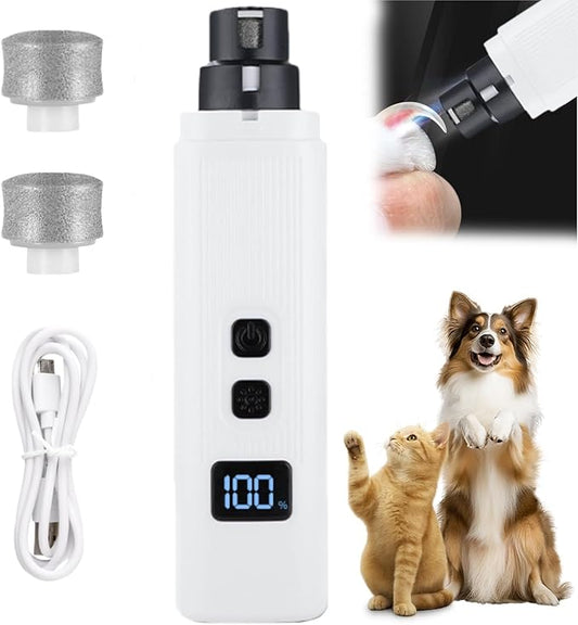 Silent Dog Nail Grinder, Cat Nail Safe Cut Cat Nail Trimmer, Dog Nail Trimmers, 2026 New Two Adjustable Low-Vibration Ultra-Quiet Under 40db ＆ Powerful Enough for All Cats ＆Dogs (White)