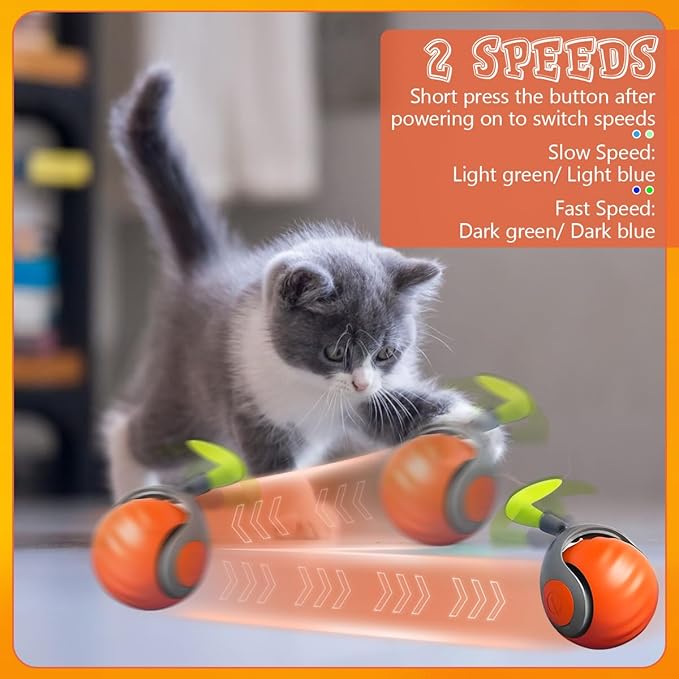 Speedy 2.0 Cat Toy, 2Pac and 6 Tails 2 Speedy Tail 2.0 Automatic Moving Cat Toys Ball, Interactive Cat Toys for Indoor Cats,Obstacle Avoidance Smart Cat Toy for Small/Medium/Large Cats