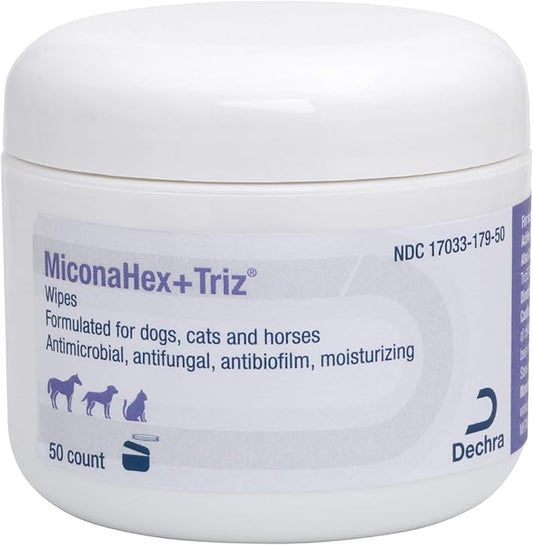 MiconaHex+Triz Wipes, 2.25" round for Dogs, Cats and Horses, 50 count jar