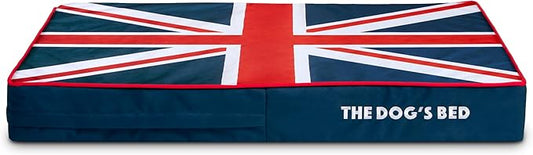 The Dog’s Bed Orthopedic Memory Foam Dog Bed, Medium Blue & Red Trim UK Center Flag, Pain Relief for Arthritis, Hip & Elbow Dysplasia, Post Surgery Supportive, Waterproof Washable, Veterinary Approved