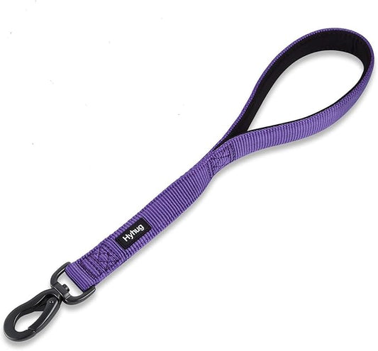 Hyhug Pets Premium Upgraded Traffic Nylon 18 Inch Short Leash with Soft Padded Neoprene Lined Handle for Medium Large Small Dogs, Daily Use Walking and Professional Training. (18 Inches, Ultra Violet)