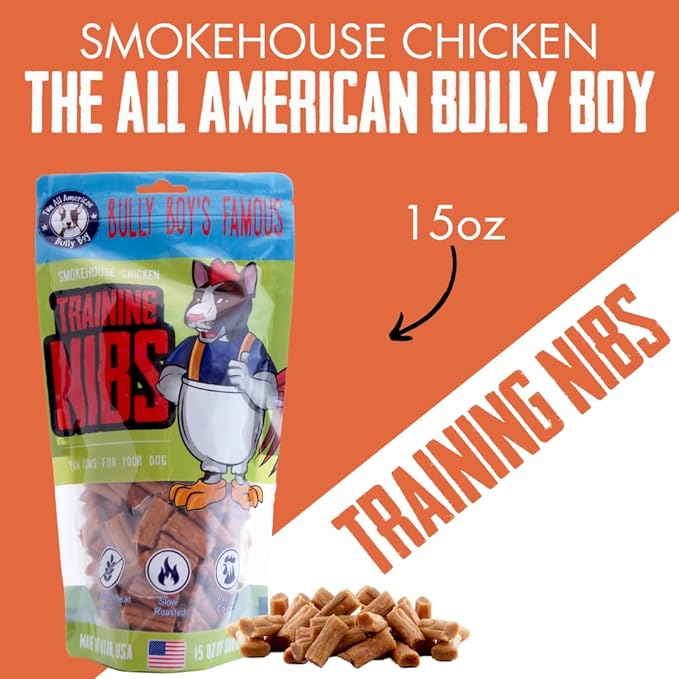 Bully Boy's Famous Chicken Training Nibs Dog Treats | Free from Wheat, Corn, Soy, or Gluten | USA Sourced Ingredients | with Smokehouse Chicken | Made in Utah | 15 oz - 2 Pack