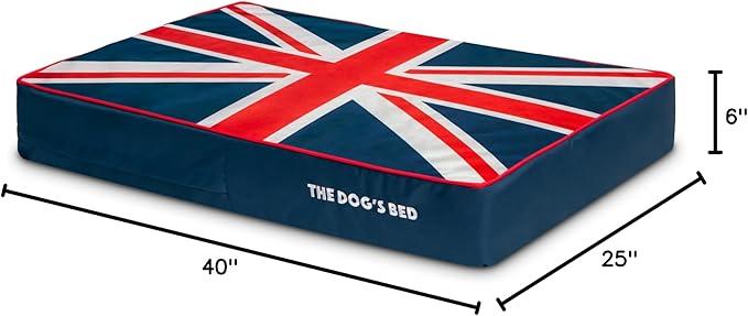The Dog’s Bed Orthopedic Memory Foam Dog Bed, Large Blue & Red Trim UK Center Flag, Pain Relief for Arthritis, Hip & Elbow Dysplasia, Post Surgery, Supportive, Waterproof Washable, Veterinary Approved