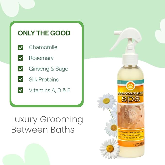 Best Shot Scentament Spa Botanical Body Splash, Pet Spray for Dogs & Cats, Conditioning Body Spray with Apricot Lily Scent, Gentle Grooming Finishing Mist, 8 fl oz
