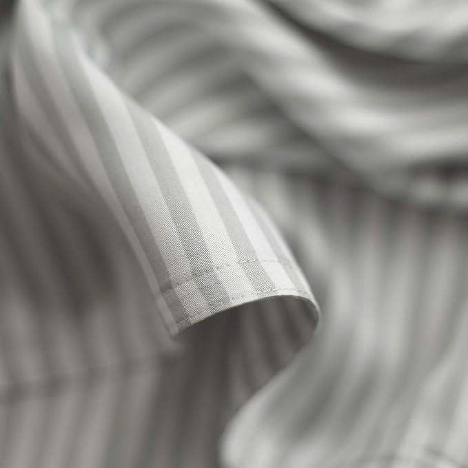 Pure Bamboo Twin Sheets, Genuine 100% Organic Viscose Derived from Bamboo Bed Sheet Set, Luxuriously Soft & Cooling, Double Stitching, 2 Year Quality Promise (Twin, Stripes)