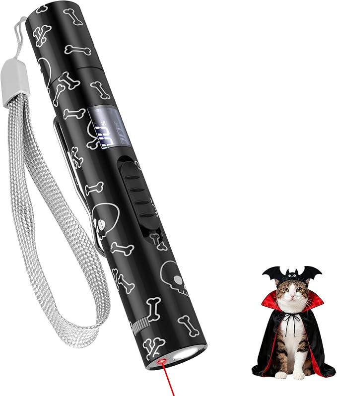 Cat Toy Pointer for Indoor Cats, Battery Level Display Screen, USB Rechargeable Kitten Toys with 7 Adjustable Patterns, Interactive Chase Toys for Indoor Cats & Dogs, Training & Exercise Fun（1 pcs）