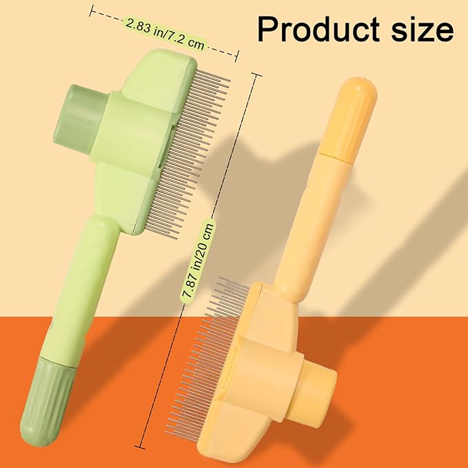 Cat Deshedding Comb, 2 Pcs Pet Hair Removal Tools for Cat/Dog with Two Layered Teeth, Portable Shedding & Grooming Supplies with Release Button for Long/Short Hair Indoor Cats, Kitten Brush
