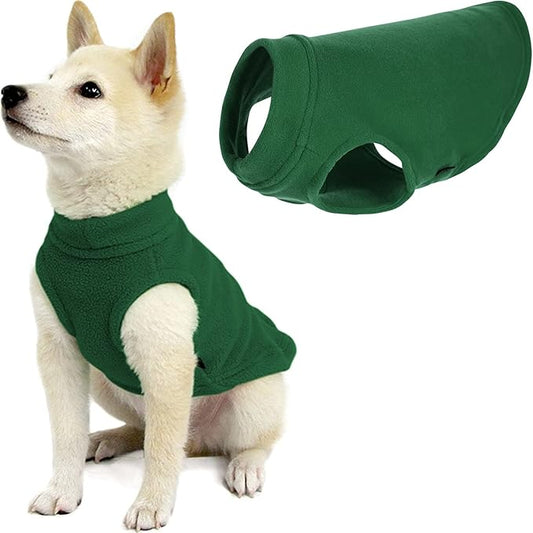 Gooby - Stretch Fleece Vest, Pullover Fleece Vest Jacket Sweater for Dogs, Forest Green, Medium Length (11")