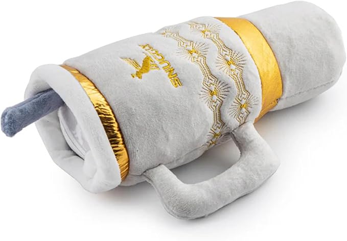 Haute Diggity Dog Holiday Snuggly Cup Plush Dog Toy for Small, Medium & Large Dogs, Interactive Funny Christmas Squeaky Toys, Soft, Durable, Machine-Washable, Safe & Cute Birthday Gift for Dogs, Ivory