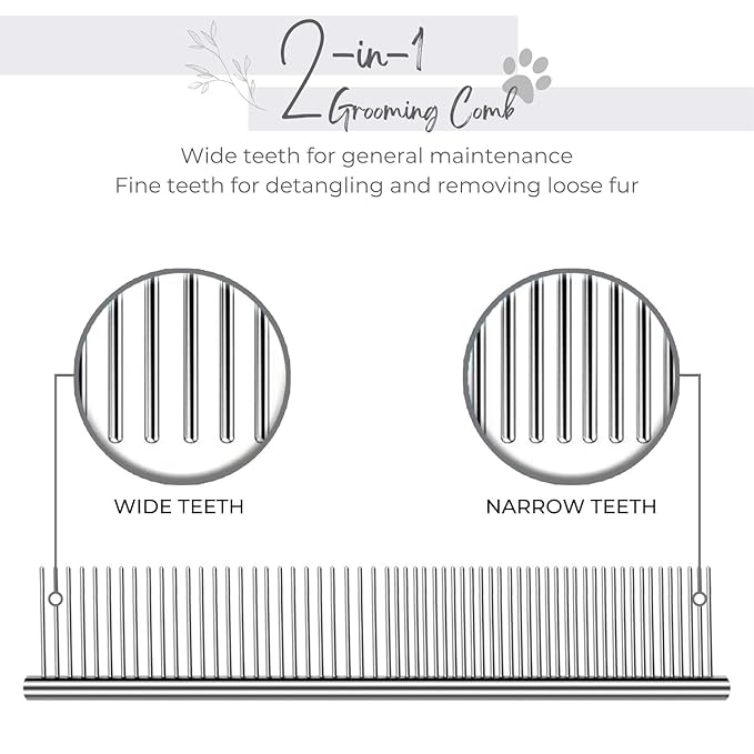 Flexzion Grooming Comb for Dogs – Stainless Steel Professional Cat Comb and Animal Tool for Removing Tangles and Knots on Medium Pets with Smooth Needle Teeth – 40mm, 1 Medium