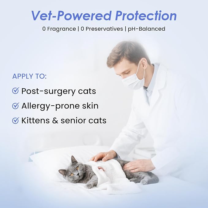 Cat Waterless Shampoo - No Rinse Formula for Quick Clean Between Baths, Hypoallergenic & Detangling, Reduce Itchy Skin Shedding, Vet-Recommended for Kittens/Senior Cats, Coconut Scent