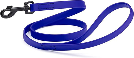 Dogline Biothane Waterproof Dog Leash Strong Coated Nylon Webbing with Black Hardware Odor-Proof Easy to Clean High Performance for Small or Large Dogs Made in USA 4 or 6 ft Lead, Blueberry Royal