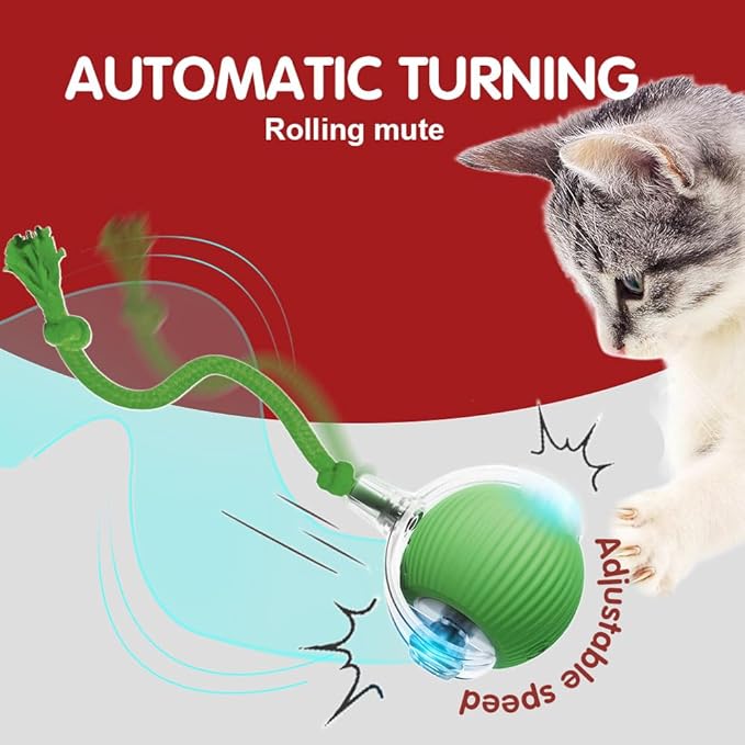Yilia Interactive Rolling Cat Dog Ball Toy, Upgrade Automatic Moving Cat Toys, Self Rolling Dog Ball Interactive Cat Toys, Smart Automatic Electric Balls Toys for Bored Cats Dogs (GR+RD)