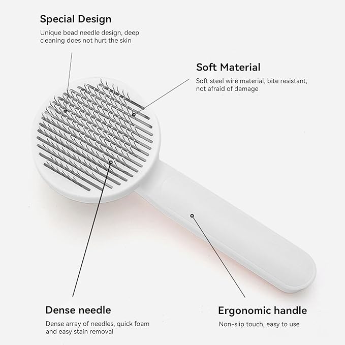 Pet Grooming Brush, Self Cleaning Slicker Brush for Dogs Cats, Gently Removes Loose Undercoat, Mats Tangled Hair, for Pet Massage- Upgraded (Pink)