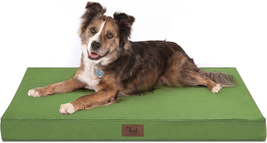 Outdoor Orthopedic Dog Bed, Waterproof Dog Bed for Large Dogs 36x27 Inch, Egg Crate Foam Pet Mat with Washable Removable Oxford Cooling Cover, Light Green